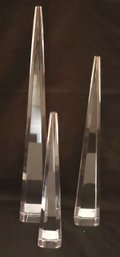 Trio Of MCM Lucite Obelisks In Varying Sizes