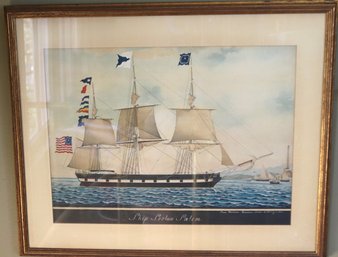 Ship Sooloo Salem Framed Nautical Print Of Sail Ship 1967
