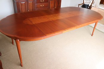 Unique Cherrywood Dining Table With Burl Wood Inlay Center And Border.