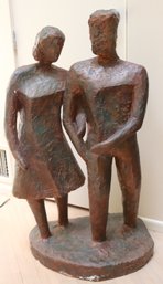 Textured, Fiberglass Statue Or Sculpture Of Man And Woman With Entwined Arms Signed Doris G