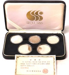 Seoul 1986 Commemorative Coin Proof Set For The 10th Asian Games With Case & COA - Item Number 131932