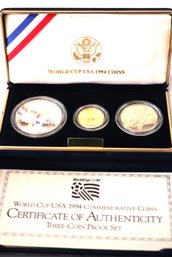 1994 World Cup USA Three-coin Proof Set With Case & COA