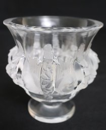 Lalique France Dampierre Bird Frosted Crystal Vase