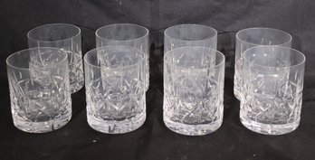Set Of 8 Modern, Cut, Crystal Double Old-fashioned Glasses.