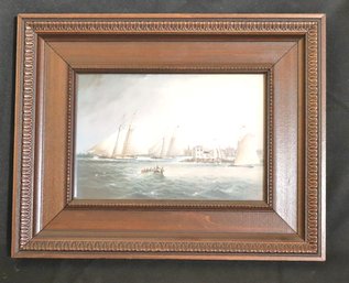 James E. Buttersworth Yacht Race At Newport Rhode Island Circa 1860 Oil On Panel Signed On Lower Right