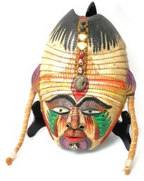 Vintage Handmade Venezuelan Armadillo Shell Mask. Very Eccentric Piece Great For Collectors!