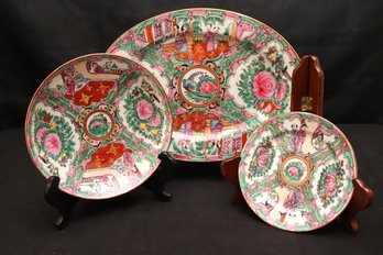 3- Piece Rose Medallion Japanese Porcelain Ware