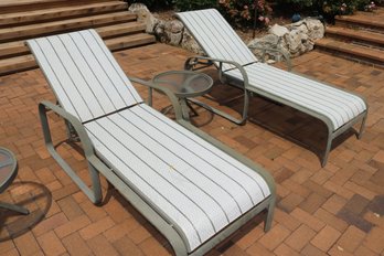 Two Tropitone Furniture Adjustable Outdoor Lounge, Chairs, And Side Table