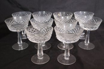 Set Of 10 Cut Crystal, Champagne Coupe Glasses Measuring 5 Tall