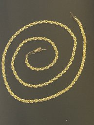 14K YG UNIQUE 24 INCH GEOMETRIC CUT ROPE NECKLACE