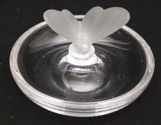 Vannes France Frosted Butterfly Crystal/ Glass Ring Dish