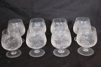 Set Of 8 Cut Crystal, Brandy Sifters Measuring 4 T