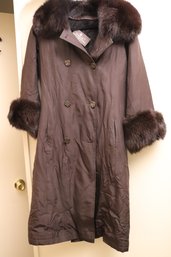 Preowned Birger Christensen Womens Coat With Sheared Fur Lining And Fur Collar