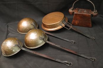 Primitive Cookware As Pictured Including Ladles And A Copper Pan