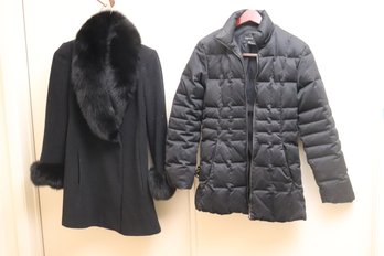 Two Preowned Ladies Jackets, By Searle, One With Fur Collar.