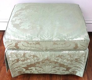 Vintage Ottoman With A Textured Green Silk Like Fabric