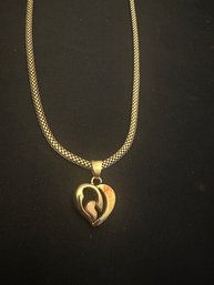 14K YG BEAUTIFUL 23 INCH DOUBLE WIDE BOX LINK NECKLACE WITH REVERSIBLE OPEN HEART PENDANT