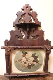 Victorian Hanging Wooden Letter Holder With Painted Front