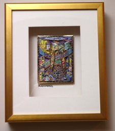 Raphael Abecassis Decoupage Chai In Shadow Box Frame