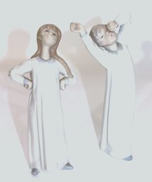Lladro Porcelain Figurines Includes Children In Nightshirts