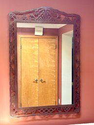 Substantial Wrought Iron Rustic Southwestern Style Wall Mirror In A Copper Toned Finish
