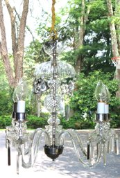 Antique Style, Five Light Crystal Chandelier With Beautiful, Curved Arms And Hanging Crystals