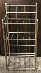 Vintage MCM Style Metal Magazine Rack/ Shelf On Casters