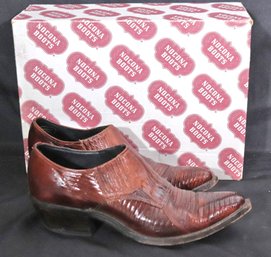 Nocona Boots Brown Croc Cowboy Shoes Size 6 .