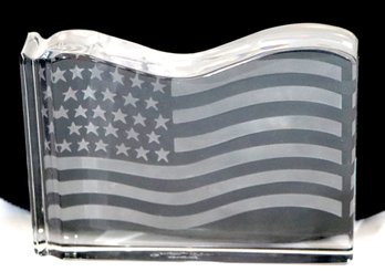 Val St. Lambert De Sorsce Crystal American Flag Paperweight With A Tiffany & Co. Sticker