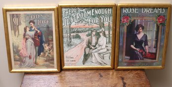 Three Romantic Framed Prints Of Musical Shows