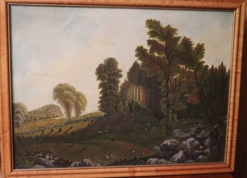 Vintage/antique Landscape View Painting On Canvas