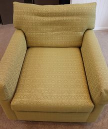 63. Modernist Swivel Chair In Green Gold Upholstery.