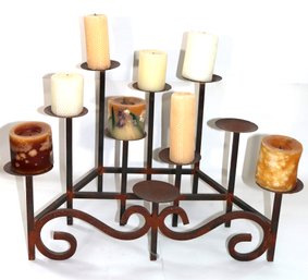Rustic Wrought Iron Candle Centerpiece That Can Hold 10 Candles Great For Home Decor