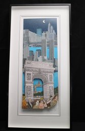 3D SIGNED LITHOGRAPH OF WASHINGTON SQUARE PARK NEW YORK CITY BY JOHN SUCHY