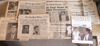 Lot Of Authentic Newspapers From 1963-1973 Featuring JFK Assassination