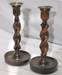 Vintage Barley Twist Wood Candlestick