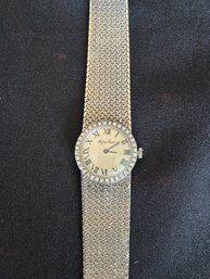 18K WG VINTAGE MATHEY TISSOT LADIES MANUAL MOVEMENT DIAMOND BEZEL WATCH - WORKS