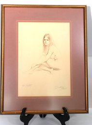 Kathe Artist Proof Of A Beautiful Nude Women Posing Signed By Artist Shelley Joink? In A Matted Frame
