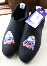 Baba Desert Mohair Slippers USA With Eagle Emblem Size 43 As Like New As Pictured With The Tag