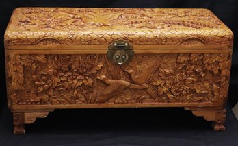 Ornate Vintage Highly Carved Chinese Wood Chest