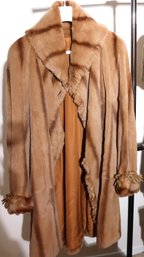 Sheared Fur Ladies Swing Coat With Fringed Edging Size 8