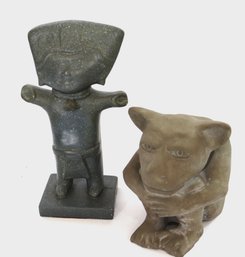 Vintage Austin Prod Inc 1972 Mayan Kachina Stone-like Sculpture Figure & Heavy Plaster Gargoyle Sculpture