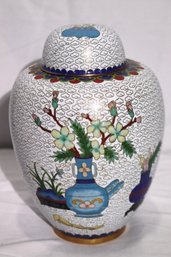 Vintage Chinese Cloisonne/ Enamel Urn With Lid