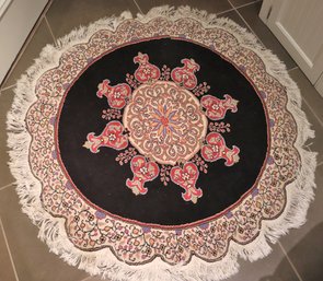 KAYSERI 46' DIAMETER ROUND WOOL AND COTTON CARPET RUG WITH CERTIFICATE