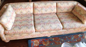 Cozy And Comfortable Vintage Retro Rolled Arm Sofa With Back Pillows!