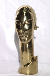 Vintage Art Deco Brass Figurative Sculpture With Elongated Neck By Balos From Bloomingdales