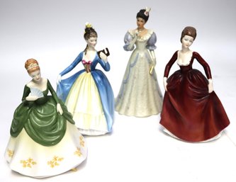 Four Vintage Hand Painted Porcelain Figurines With 2 Royal Doulton, Coalport & Lenox