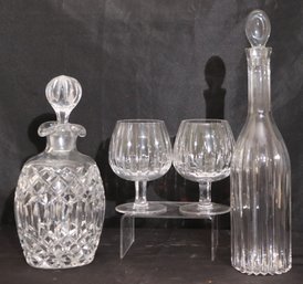 Decorative Glass Decanters And A Pair Of Quality Glass Brandy Snifters