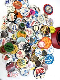 Large Collection Of Vintage Badges, Pin Backs & Buttons As Pictured! Includes Sperry Gyroscope Company, Ik