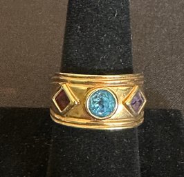 14K YG RING WITH SEMIPRECIOUS STONES - SIZE 9.25